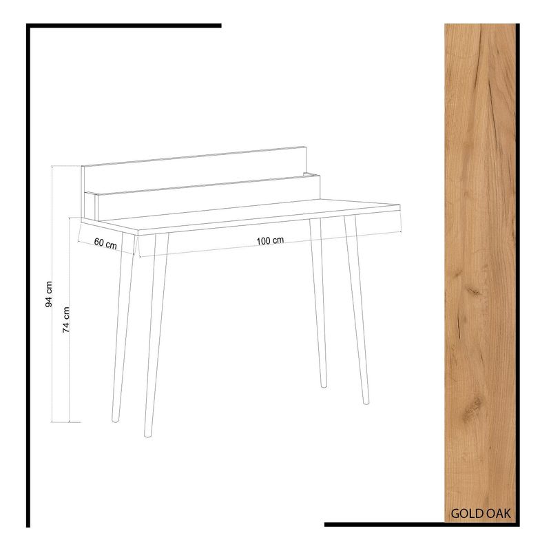 Casa si Gradina - Mobilier - Mese si birouri - Birouri - Birou de studiu, Hanah Home, pal melaminat, stejar, 100x94x60 cm - Infinity.ro