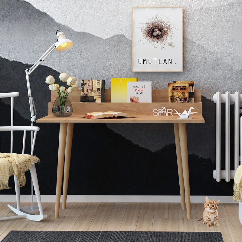 Casa si Gradina - Mobilier - Mese si birouri - Birouri - Birou de studiu, Hanah Home, pal melaminat, stejar, 100x94x60 cm - Infinity.ro
