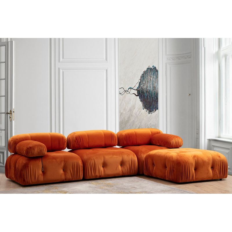 Casa si Gradina - Mobilier - Scaune si fotolii - Fotolii - Fotoliu, Hanah Home, lemn fag si pal, portocaliu, 95x95x75 cm - Infinity.ro