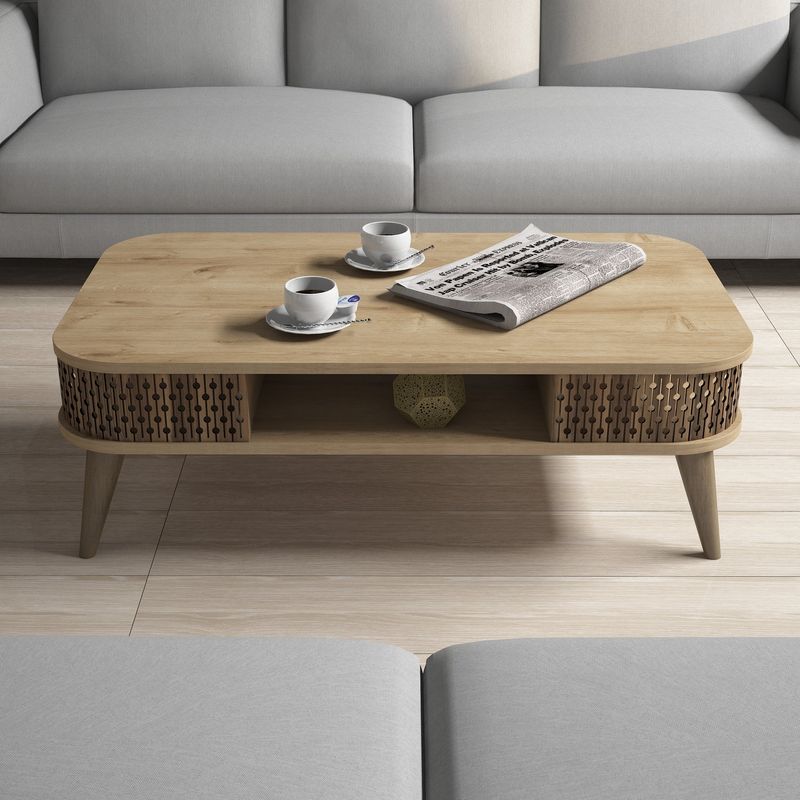 Casa si Gradina - Mobilier - Mese si birouri - Masute de cafea - Masuta de cafea, Hanah Home, pal melaminat, stejar, 105x60x34.6 cm, 845HCT2831 - Infinity.ro