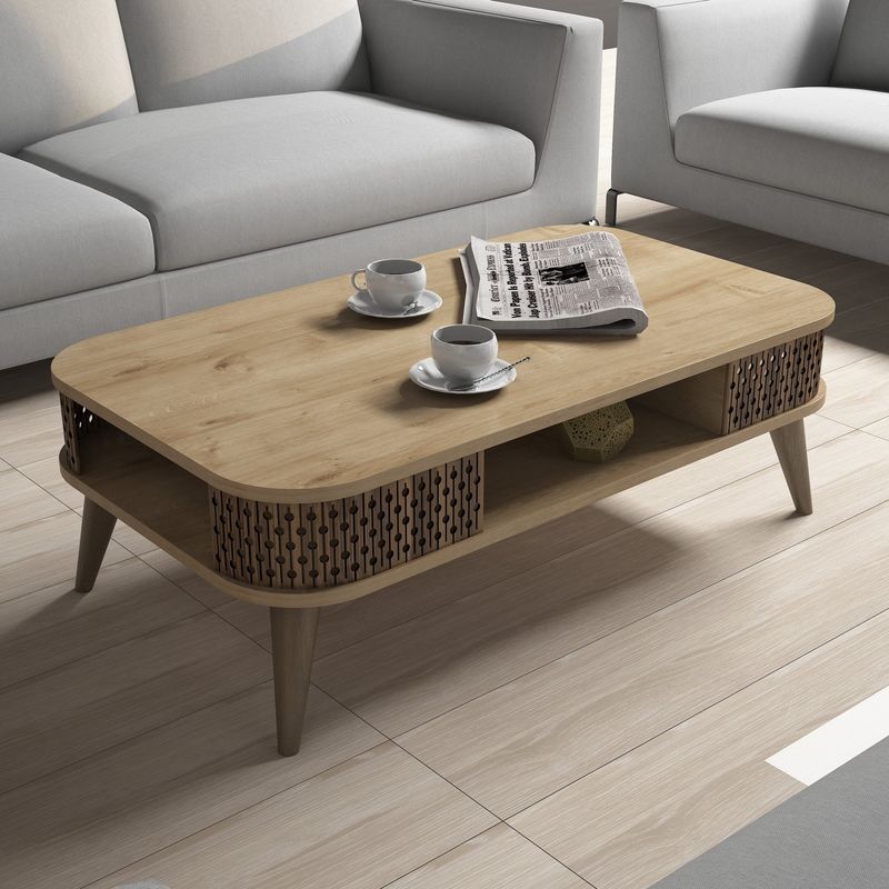 Casa si Gradina - Mobilier - Mese si birouri - Masute de cafea - Masuta de cafea, Hanah Home, pal melaminat, stejar, 105x60x34.6 cm, 845HCT2831 - Infinity.ro