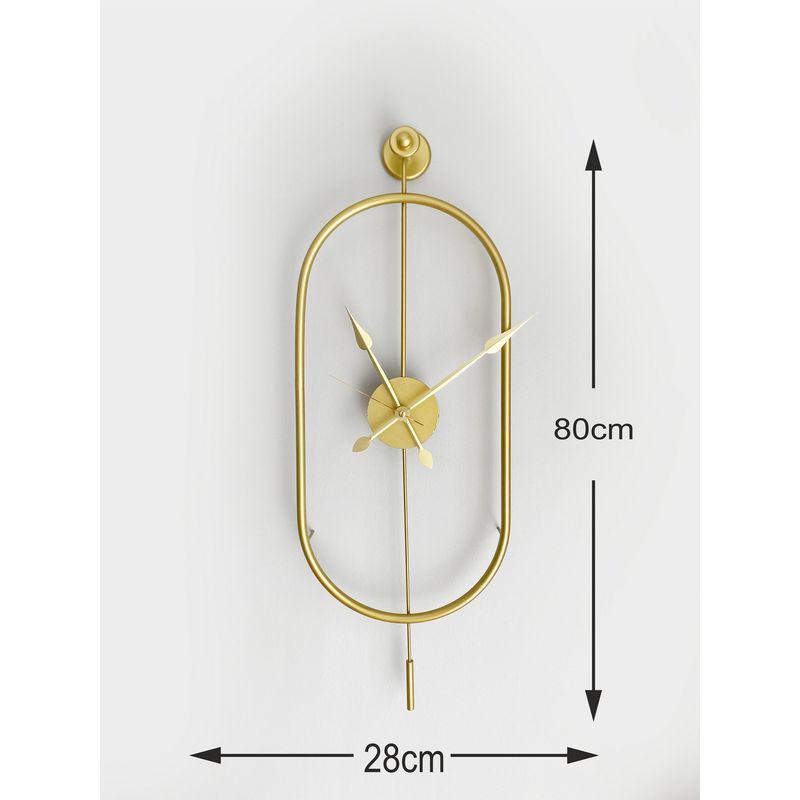 Casa si Gradina - Decoratiuni - Ceasuri - Ceas de perete decorativ, Wallxpert, metal, auriu, 28x80x7 cm - Infinity.ro