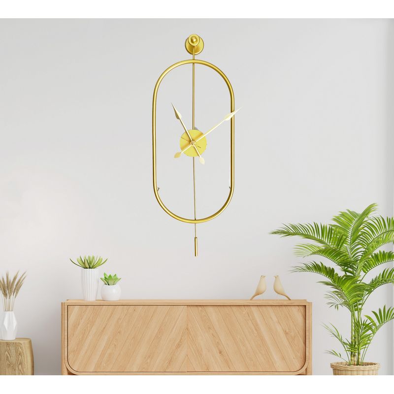 Casa si Gradina - Decoratiuni - Ceasuri - Ceas de perete decorativ, Wallxpert, metal, auriu, 28x80x7 cm - Infinity.ro