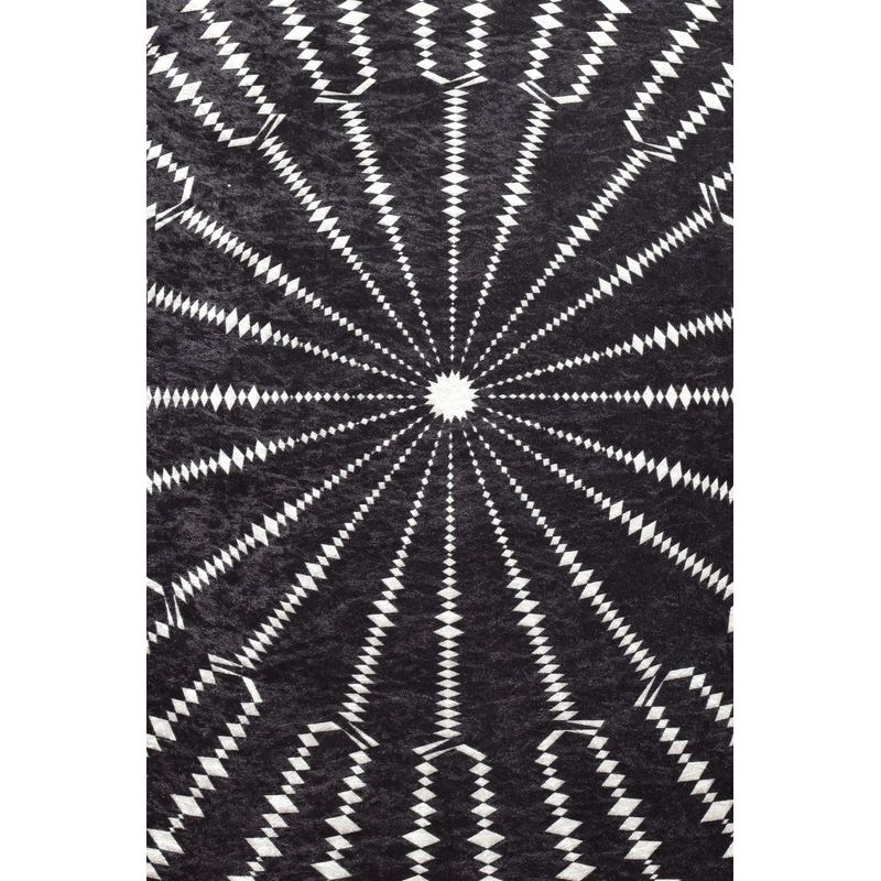 Casa si Gradina - Textile si covoare - Covoare - Covoare casa - Covor rotund, Conceptum Hypnose, negru alb, 100 cm, 100% poliester, antiderapant, lavabil la masina - Infinity.ro