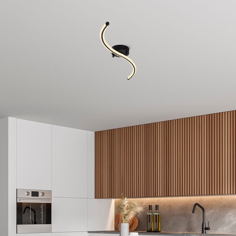 Casa si Gradina - Corpuri si surse de iluminat - Lustre si pendule - Lustra, Opviq, metal, negru, 67x5x10 cm, led integrat 16w 3000k - Infinity.ro