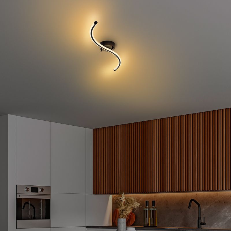 Casa si Gradina - Corpuri si surse de iluminat - Lustre si pendule - Lustra, Opviq, metal, negru, 67x5x10 cm, led integrat 16w 3000k - Infinity.ro