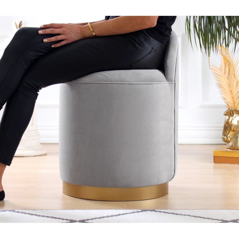 Casa si Gradina - Mobilier - Scaune si fotolii - Tabureti - Taburet, Hanah Home, catifea, gri deschis, 49x49x68 cm - Infinity.ro