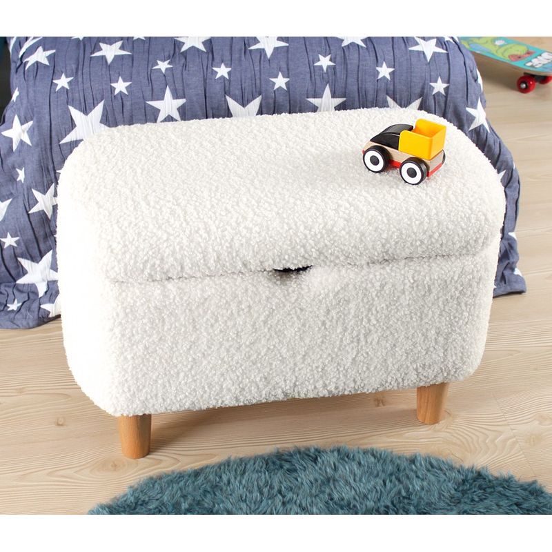 Casa si Gradina - Mobilier - Scaune si fotolii - Tabureti - Taburet, Hanah Home, blana artificiala, alb, 61x40x37 cm - Infinity.ro