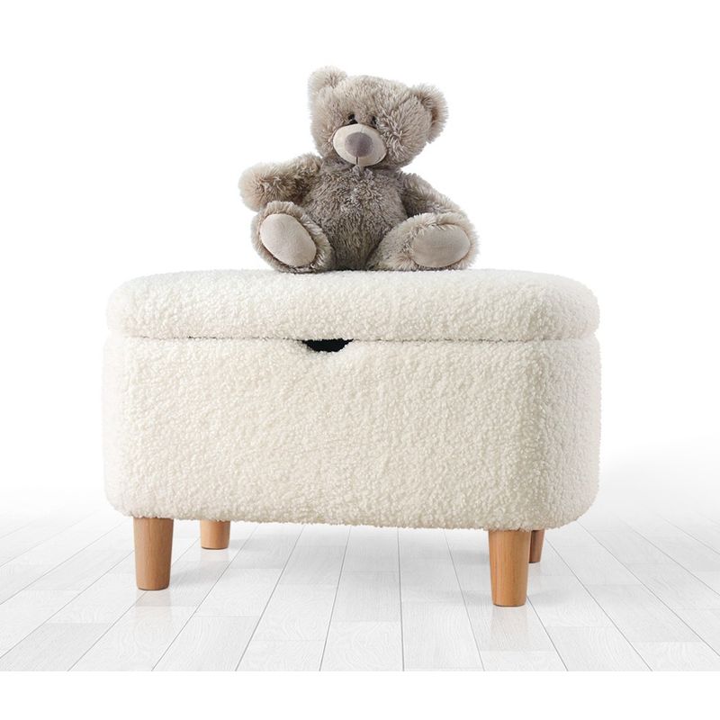 Casa si Gradina - Mobilier - Scaune si fotolii - Tabureti - Taburet, Hanah Home, blana artificiala, alb, 61x40x37 cm - Infinity.ro