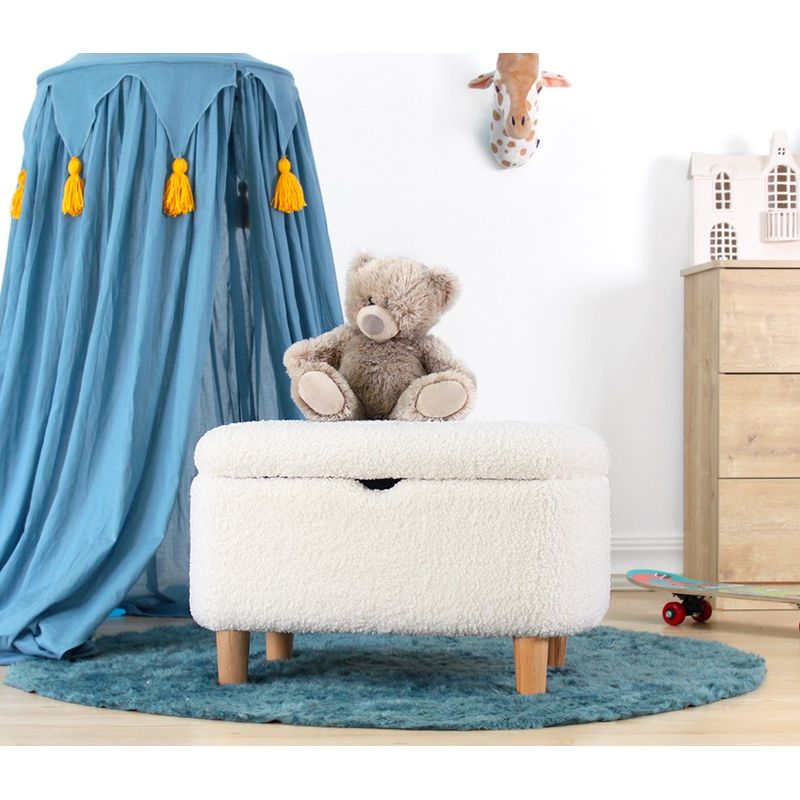 Casa si Gradina - Mobilier - Scaune si fotolii - Tabureti - Taburet, Hanah Home, blana artificiala, alb, 61x40x37 cm - Infinity.ro