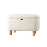 Casa si Gradina - Mobilier - Scaune si fotolii - Tabureti - Taburet, Hanah Home, blana artificiala, alb, 61x40x37 cm - Infinity.ro
