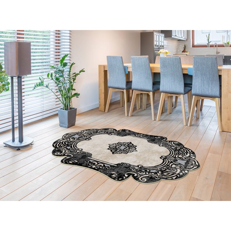 Casa si Gradina - Textile si covoare - Covoare - Covorase intrare - Covoras de intrare, Conceptum Hypnose, alb-negru, 80x150 cm, 100% poliester, antiderapant, 905ANR1116 - Infinity.ro