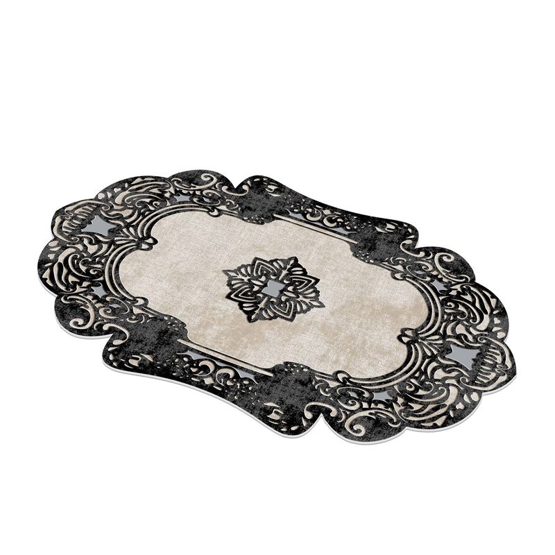 Casa si Gradina - Textile si covoare - Covoare - Covorase intrare - Covoras de intrare, Conceptum Hypnose, alb-negru, 80x150 cm, 100% poliester, antiderapant, 905ANR1116 - Infinity.ro