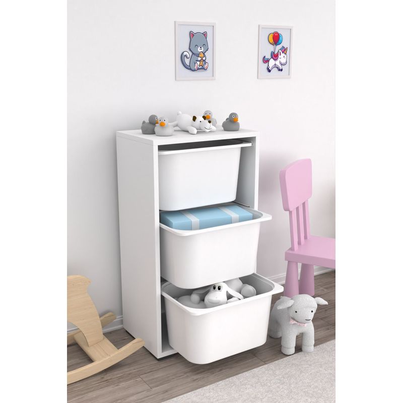 Casa si Gradina - Mobilier - Organizare si depozitare - Cutii depozitare - Dulap multifunctional, Hanah Home, PAL melaminat, alb, 45x30x90 cm - Infinity.ro