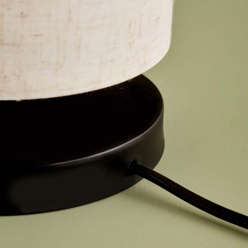 Casa si Gradina - Corpuri si surse de iluminat - Veioze si lampi - Veioze - Veioza, Opviq, textil, crem si negru, baza din lemn, 15x15x22 cm - Infinity.ro