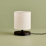 Casa si Gradina - Corpuri si surse de iluminat - Veioze si lampi - Veioze - Veioza, Opviq, textil, crem si negru, baza din lemn, 15x15x22 cm - Infinity.ro