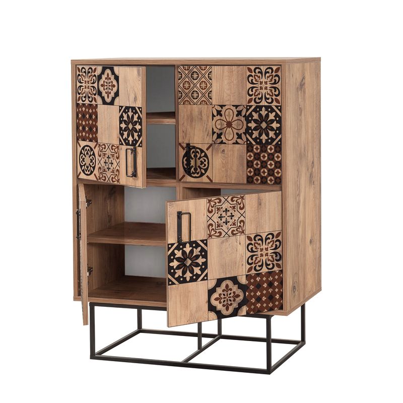 Casa si Gradina - Mobilier - Dulapuri si sifoniere - Dulapuri - Dulap multifunctional, Hanah Home, panou aglomerat melaminat, pin atlantic negru maro, 93x36x115 cm - Infinity.ro