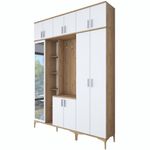 Casa si Gradina - Mobilier - Organizare si depozitare - Cuiere - Cuier hol, Hanah Home, pal melaminat, nuc si alb, 180x240x37.5 cm - Infinity.ro