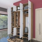Casa si Gradina - Mobilier - Organizare si depozitare - Cuiere - Cuier hol, Hanah Home, pal melaminat, nuc si alb, 180x240x37.5 cm - Infinity.ro