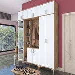 Casa si Gradina - Mobilier - Organizare si depozitare - Cuiere - Cuier hol, Hanah Home, pal melaminat, nuc si alb, 180x240x37.5 cm - Infinity.ro