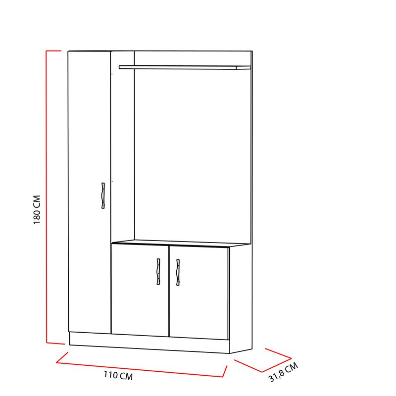Casa si Gradina - Mobilier - Organizare si depozitare - Cuiere - Cuier, Hanah Home, pal melaminat, alb, 110x31.8x180 cm - Infinity.ro