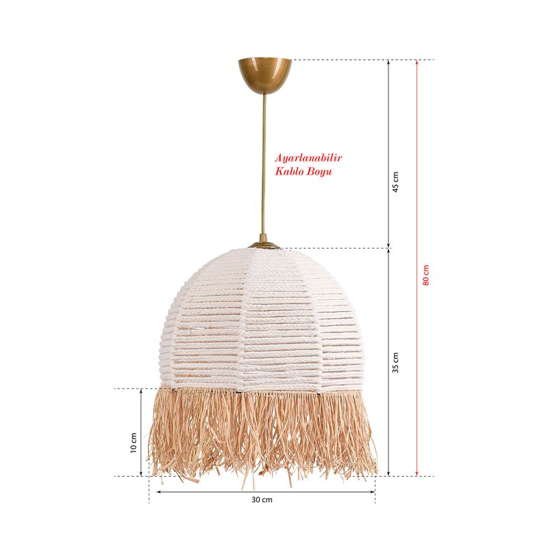 Casa si Gradina - Corpuri si surse de iluminat - Lustre si pendule - Candelabru, Opviq, corp metalic, alb, bumbac, 30x80 cm - Infinity.ro