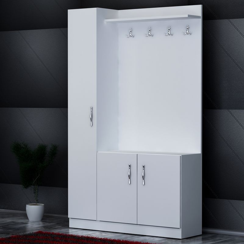 Casa si Gradina - Mobilier - Organizare si depozitare - Cuiere - Cuier, Hanah Home, pal melaminat, alb, 110x31.8x180 cm - Infinity.ro