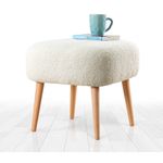 Casa si Gradina - Mobilier - Scaune si fotolii - Tabureti - Taburet, Hanah Home, blana artificiala, alb, 45x45x43 cm - Infinity.ro