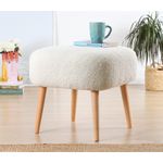 Casa si Gradina - Mobilier - Scaune si fotolii - Tabureti - Taburet, Hanah Home, blana artificiala, alb, 45x45x43 cm - Infinity.ro