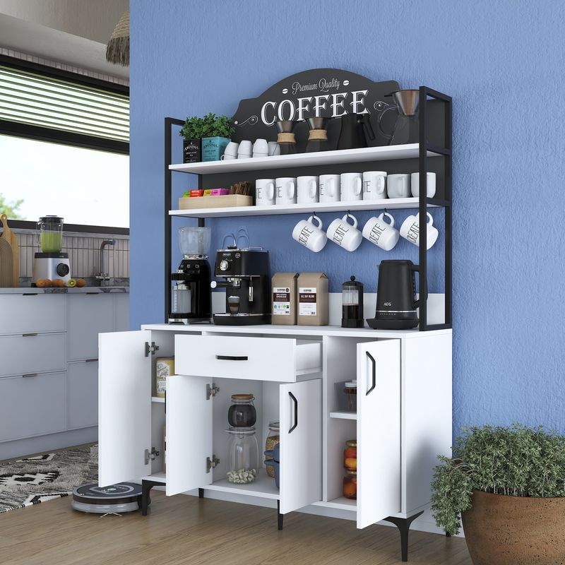 Casa si Gradina - Mobilier - Comode si corpuri - Corpuri bucatarie - Dulap multifunctional, Hanah Home, PAL melaminat, alb, 120x40x183.6 cm - Infinity.ro