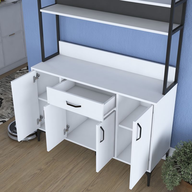 Casa si Gradina - Mobilier - Comode si corpuri - Corpuri bucatarie - Dulap multifunctional, Hanah Home, PAL melaminat, alb, 120x40x183.6 cm - Infinity.ro