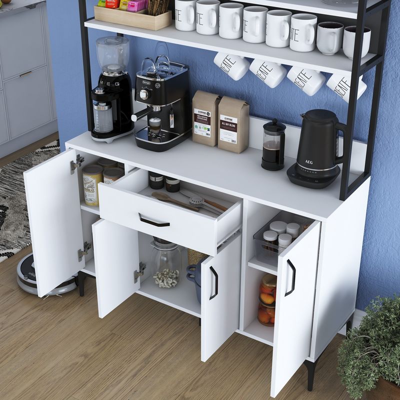 Casa si Gradina - Mobilier - Comode si corpuri - Corpuri bucatarie - Dulap multifunctional, Hanah Home, PAL melaminat, alb, 120x40x183.6 cm - Infinity.ro