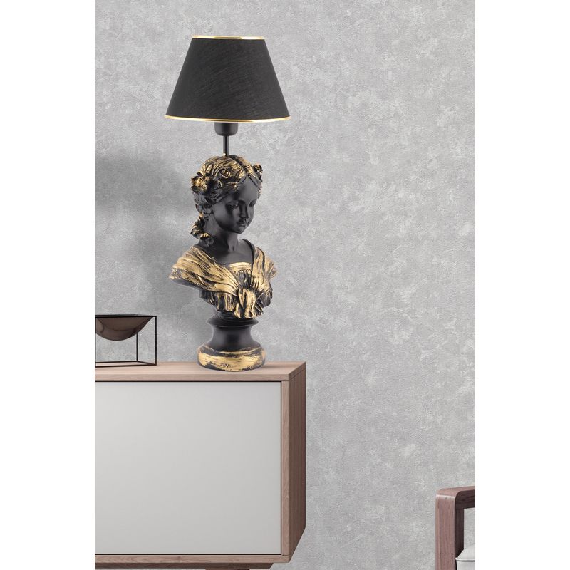 Casa si Gradina - Corpuri si surse de iluminat - Veioze si lampi - Veioze - Veioza, Opviq, poliester, negru auriu, 67 cm - Infinity.ro