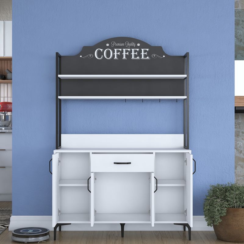 Casa si Gradina - Mobilier - Comode si corpuri - Corpuri bucatarie - Dulap multifunctional, Hanah Home, PAL melaminat, alb, 120x40x183.6 cm - Infinity.ro