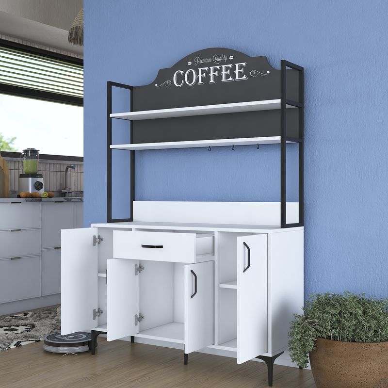 Casa si Gradina - Mobilier - Comode si corpuri - Corpuri bucatarie - Dulap multifunctional, Hanah Home, PAL melaminat, alb, 120x40x183.6 cm - Infinity.ro