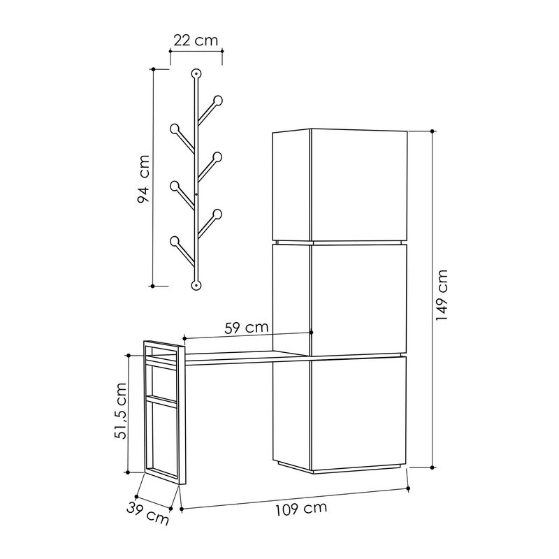 Casa si Gradina - Mobilier - Dulapuri si sifoniere - Dulapuri pantofi - Dulap pantofi, Hanah Home, pal melaminat, alb antracit, 109x39x149 cm - Infinity.ro