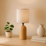 Casa si Gradina - Corpuri si surse de iluminat - Veioze si lampi - Veioze - Veioza, Opviq, lemn, crem, 35 cm - Infinity.ro