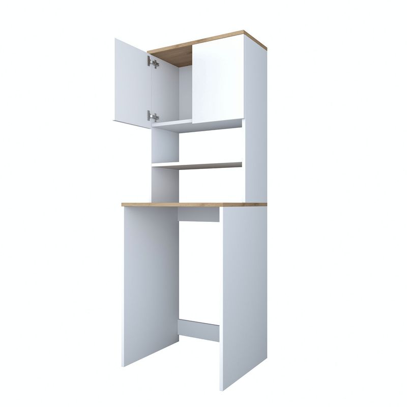 Casa si Gradina - Mobilier - Dulapuri si sifoniere - Dulapuri - Dulap pentru masina de spalat, Hanah Home, pal melaminat, alb si nuc, 65x60x183.6 cm - Infinity.ro