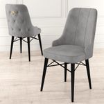 Casa si Gradina - Mobilier - Scaune si fotolii - Scaune - Set scaune, Hanah Home, metal, gri si negru, 46x46x94 cm, 4 piese - Infinity.ro