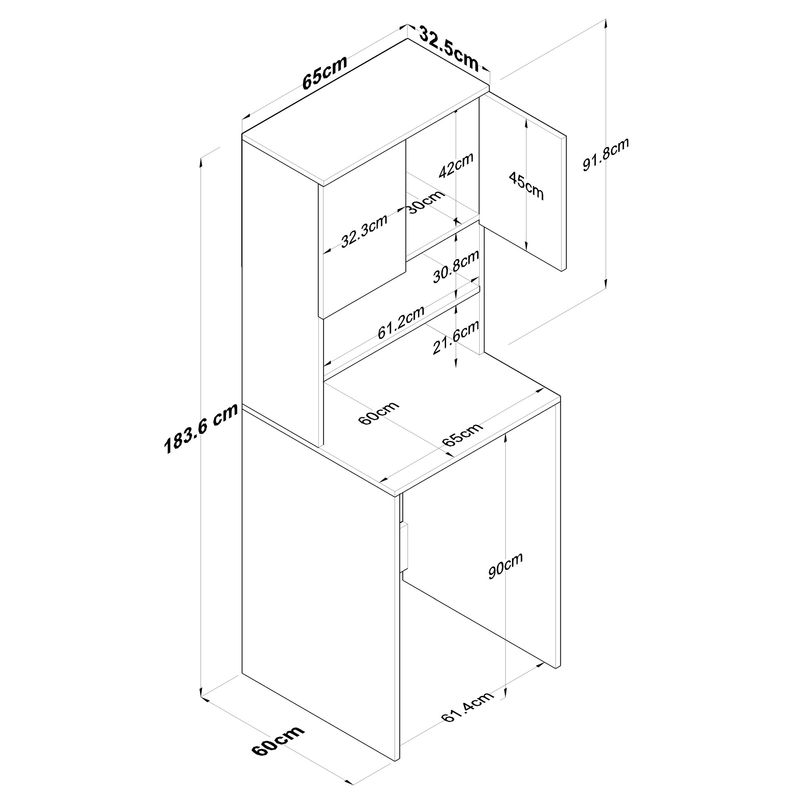 Casa si Gradina - Mobilier - Dulapuri si sifoniere - Dulapuri - Dulap pentru masina de spalat, Hanah Home, pal melaminat, alb si nuc, 65x60x183.6 cm - Infinity.ro