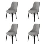 Casa si Gradina - Mobilier - Scaune si fotolii - Scaune - Set scaune, Hanah Home, metal, gri si negru, 46x46x94 cm, 4 piese - Infinity.ro