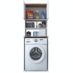 Casa si Gradina - Mobilier - Dulapuri si sifoniere - Dulapuri - Dulap pentru masina de spalat, Hanah Home, pal melaminat, alb si nuc, 65x60x183.6 cm - Infinity.ro