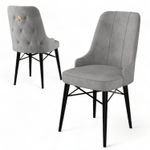 Casa si Gradina - Mobilier - Scaune si fotolii - Scaune - Set scaune, Hanah Home, metal, gri si negru, 46x46x94 cm, 4 piese - Infinity.ro