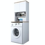 Casa si Gradina - Mobilier - Dulapuri si sifoniere - Dulapuri - Dulap pentru masina de spalat, Hanah Home, pal melaminat, alb si nuc, 65x60x183.6 cm - Infinity.ro