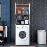 Casa si Gradina - Mobilier - Dulapuri si sifoniere - Dulapuri - Dulap pentru masina de spalat, Hanah Home, pal melaminat, alb si nuc, 65x60x183.6 cm - Infinity.ro