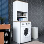 Casa si Gradina - Mobilier - Dulapuri si sifoniere - Dulapuri - Dulap pentru masina de spalat, Hanah Home, pal melaminat, alb si nuc, 65x60x183.6 cm - Infinity.ro