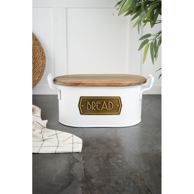 Casa si Gradina - Bucatarie si vesela - Organizare si depozitare bucatarie - Cutii alimentare - Cutie de depozitare, Hermia, 100% galvanizat, alb maro, 17x20x40 cm - Infinity.ro