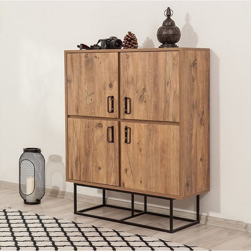 Casa si Gradina - Mobilier - Dulapuri si sifoniere - Dulapuri - Dulap multifunctional, Hanah Home, pal melaminat, pin atlantic si negru, 93x36x115 cm - Infinity.ro