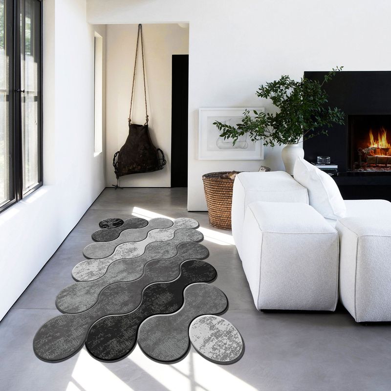 Casa si Gradina - Textile si covoare - Covoare - Covoare casa - Covor, Conceptum Hypnose, alb gri negru, 80x150 cm, 100% poliester, antiderapant - Infinity.ro