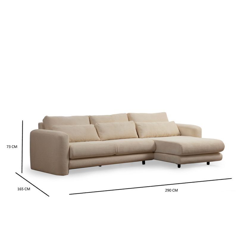 Casa si Gradina - Mobilier - Canapele si coltare - Coltare - Coltar, Hanah Home, lemn fag si pal, bej, 290x165x97 cm - Infinity.ro